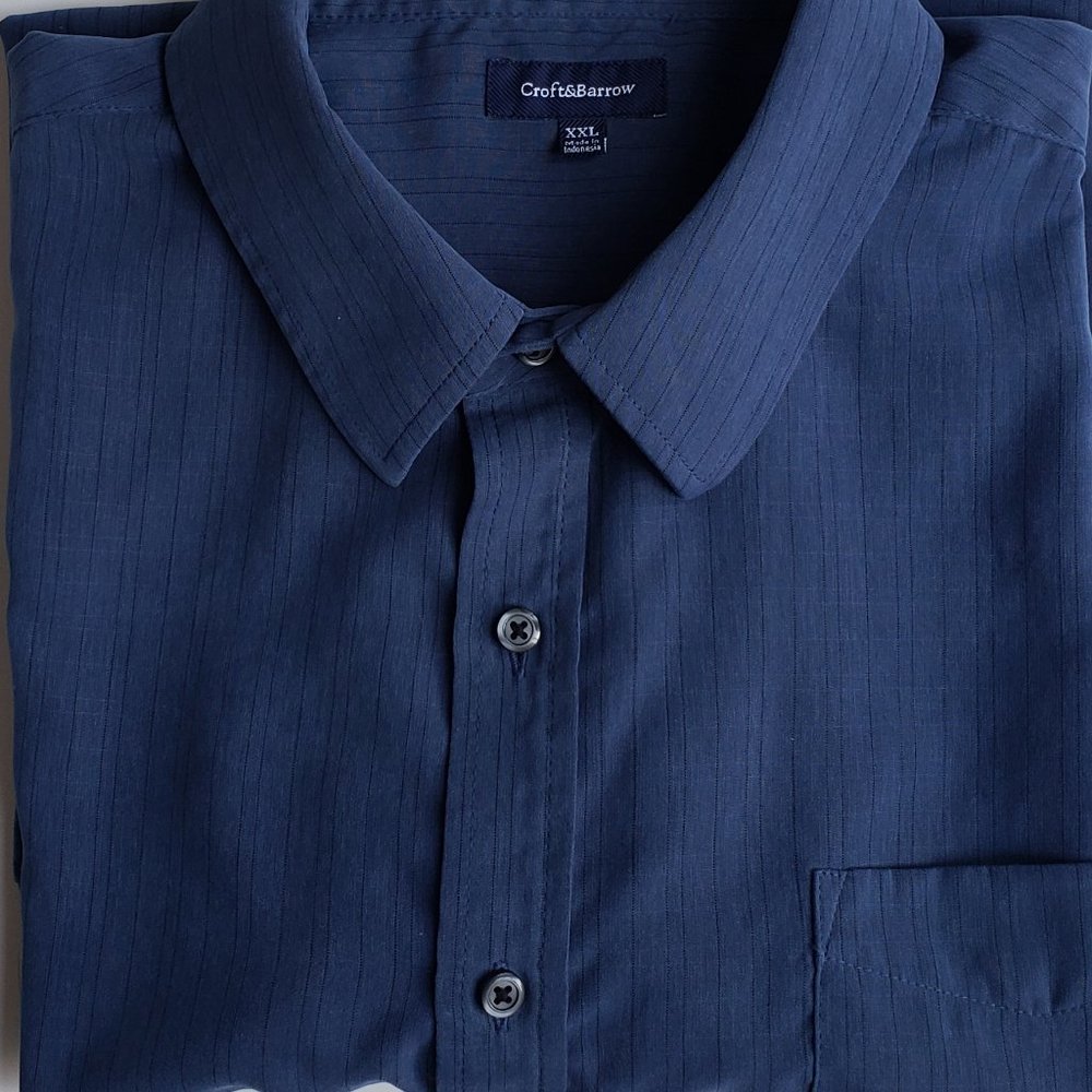 Croft & Barrow Men’s Collared Blue Short Sleeve Shirt, XXL, EUC